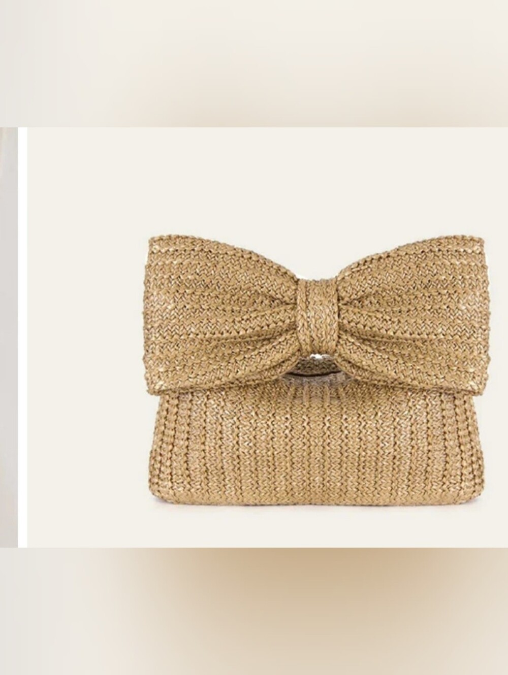 Woven Bow Straw Clutch - Natural